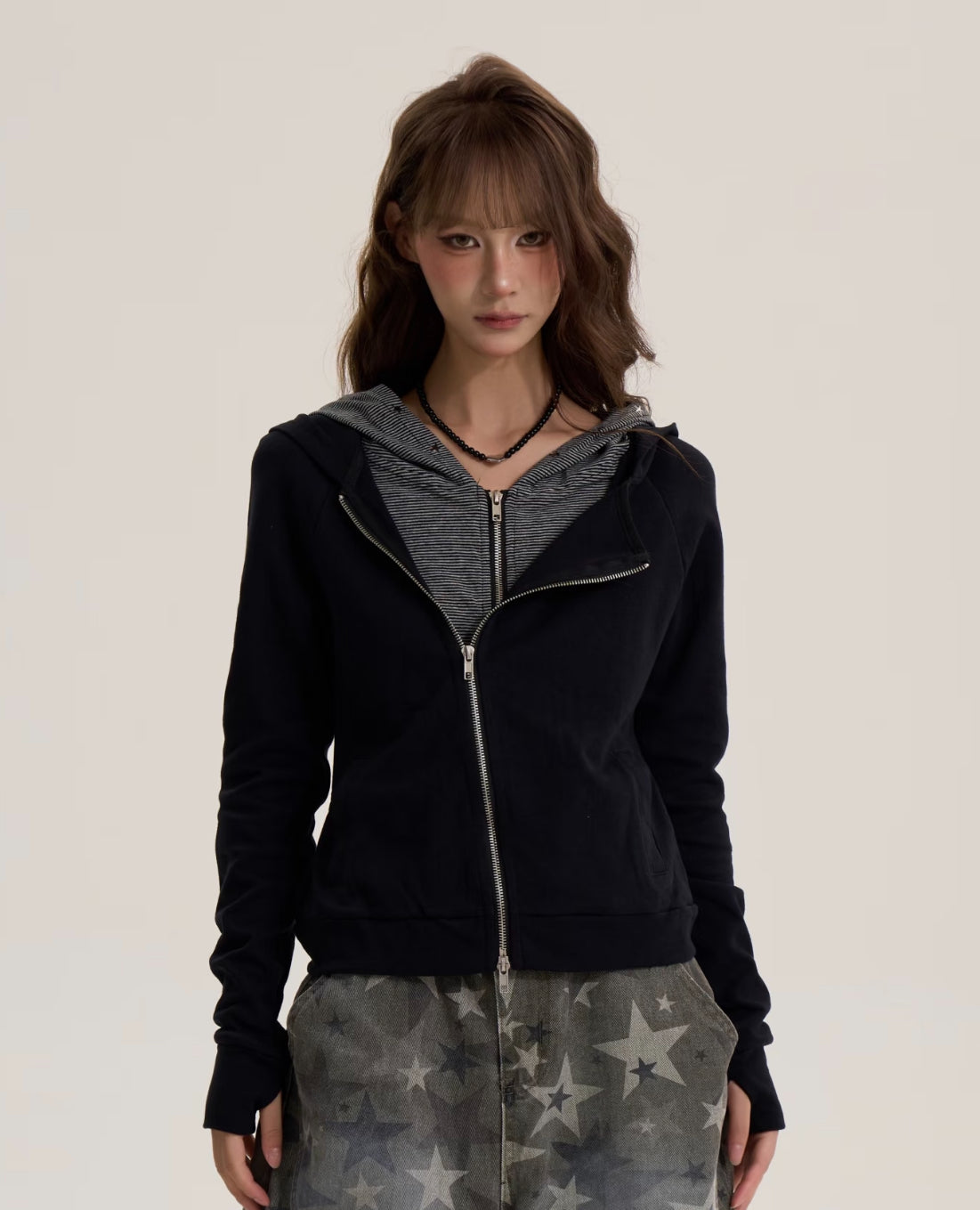 Two-piece hooded zipper pullover hoodie