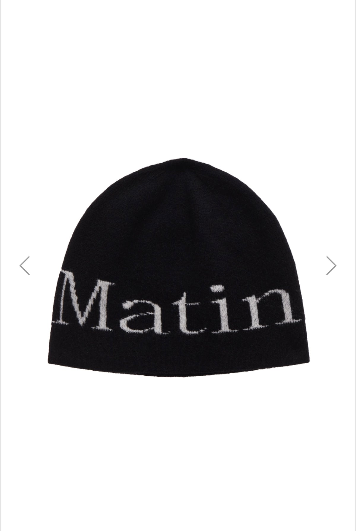 MATIN KIM LOGO JACQUARD SHORT BEANIE IN BLACK