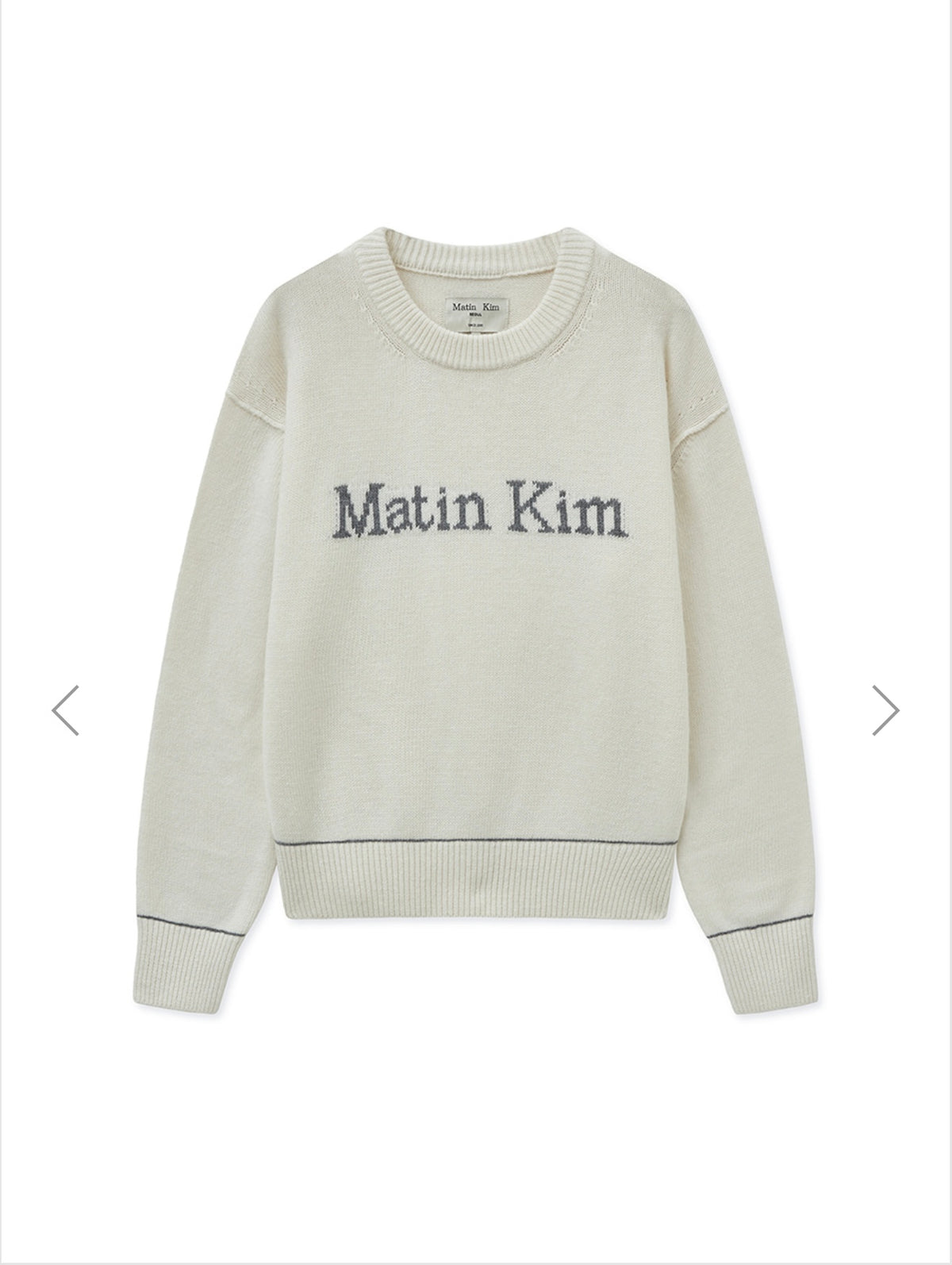 MATIN KIM COLOR TRIM LINE LOGO PULLOVER IN IVORY