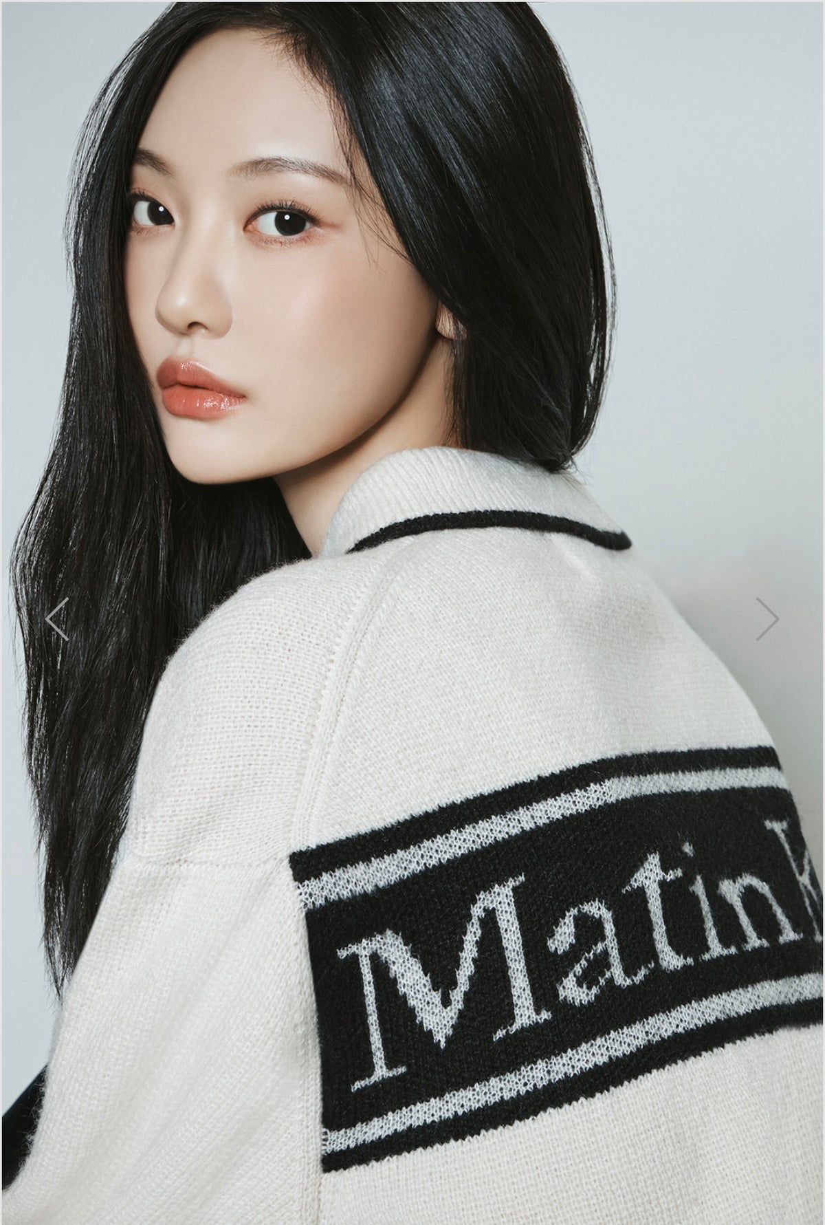 MATIN KIM BACK LOGO COLLAR KNIT TOP FOR WOMEN IN IVORY