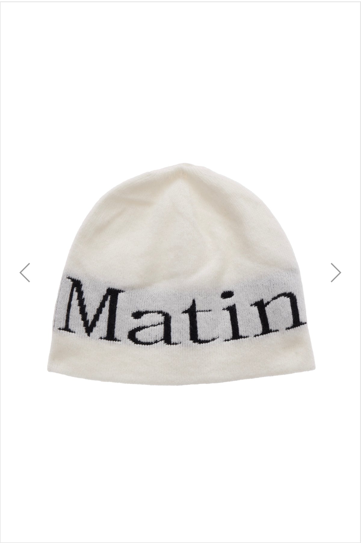 MATIN KIM LOGO JACQUARD SHORT BEANIE IN WHITE