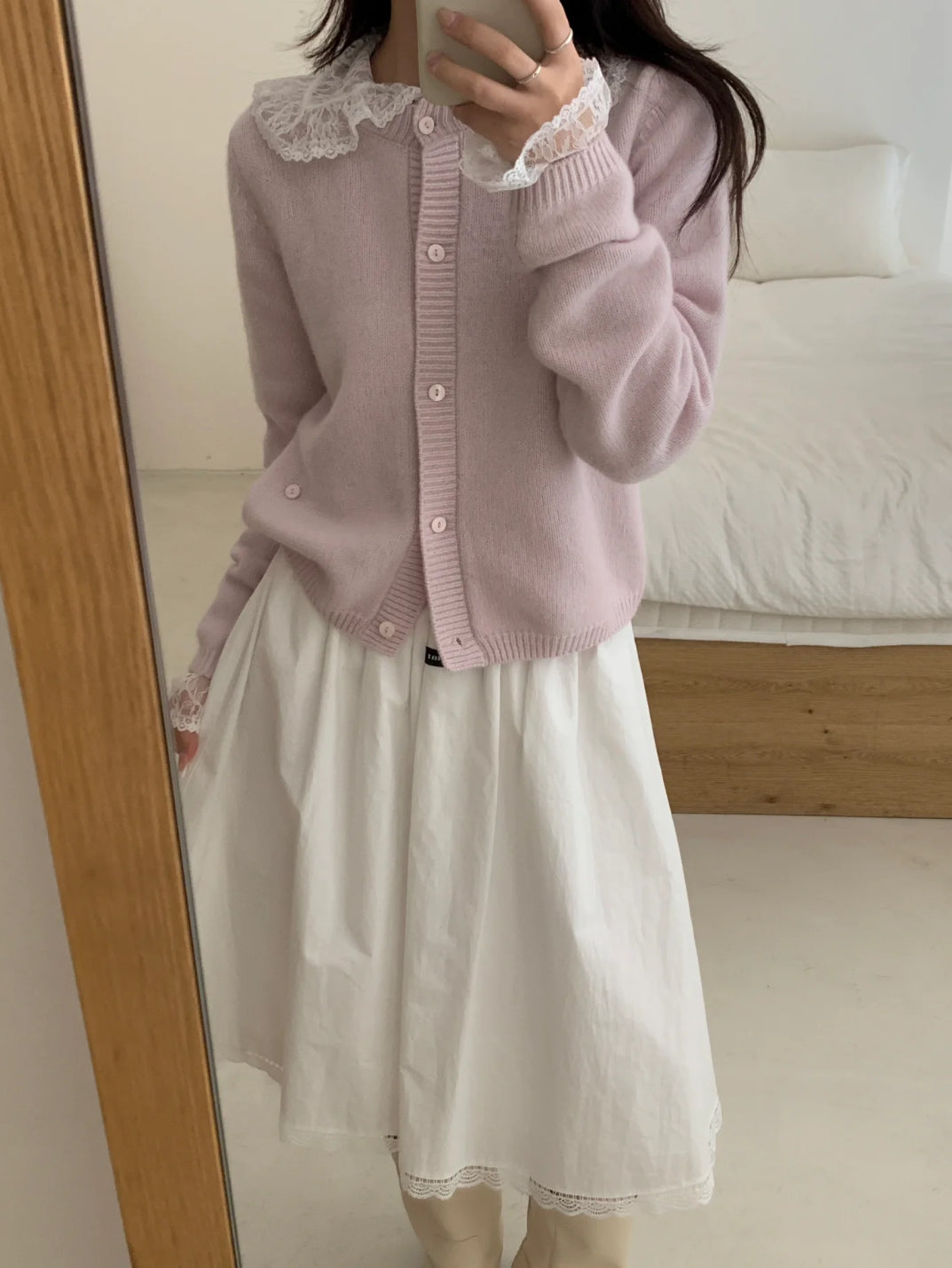 Lace-trimmed half skirt