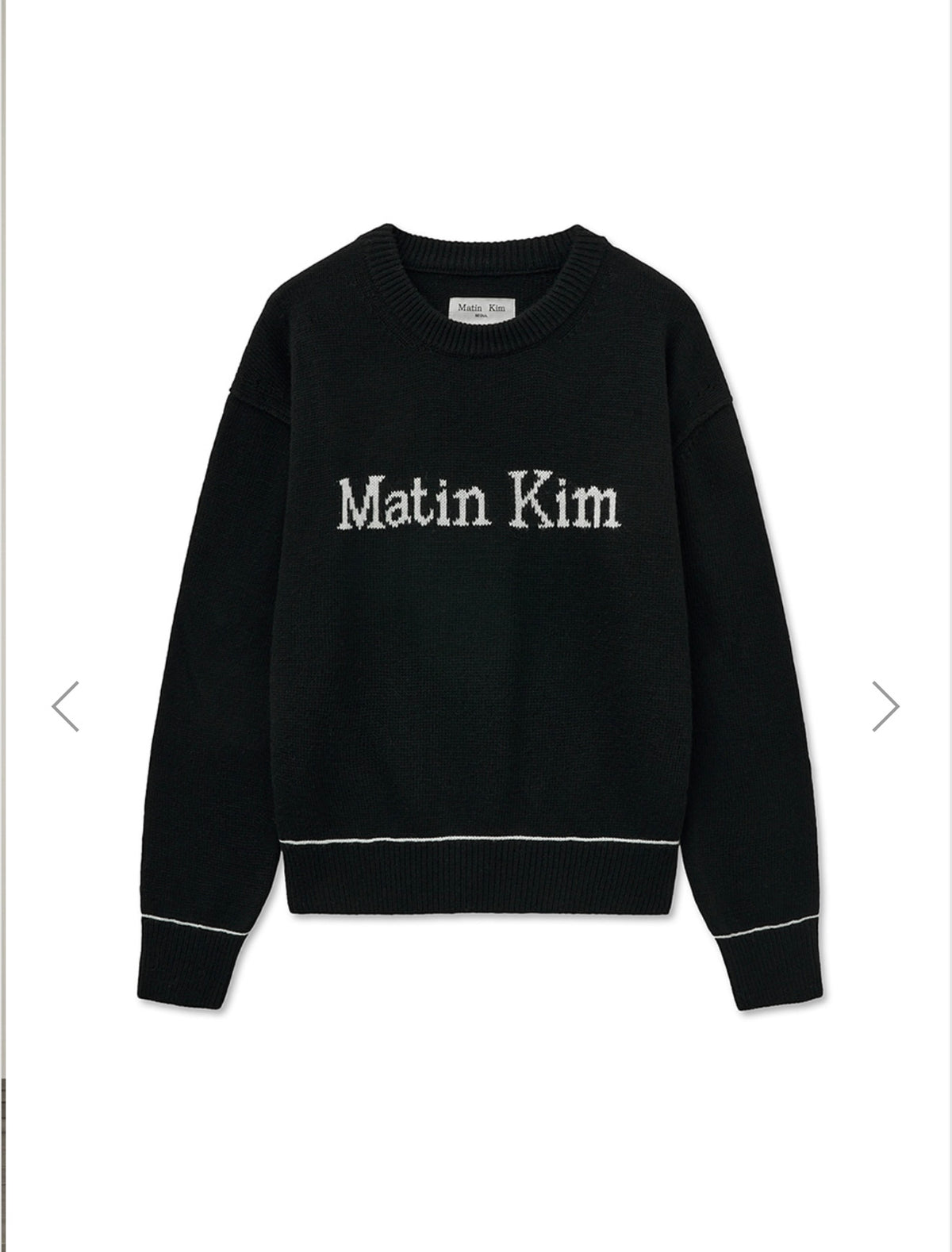 MATIN KIM COLOR TRIM LINE LOGO PULLOVER IN BLACK