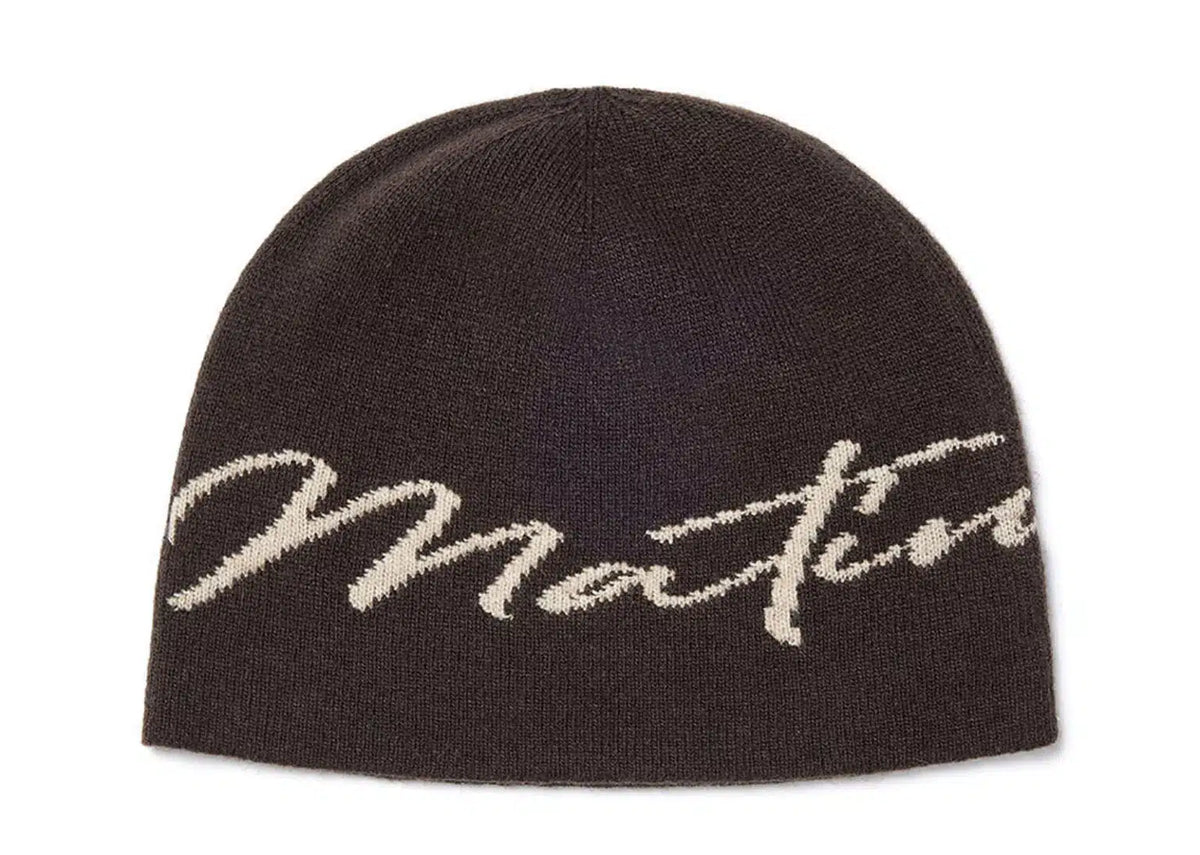 MATIN KIM MATIN LOGO SCRIPT BEANIE IN BROWN