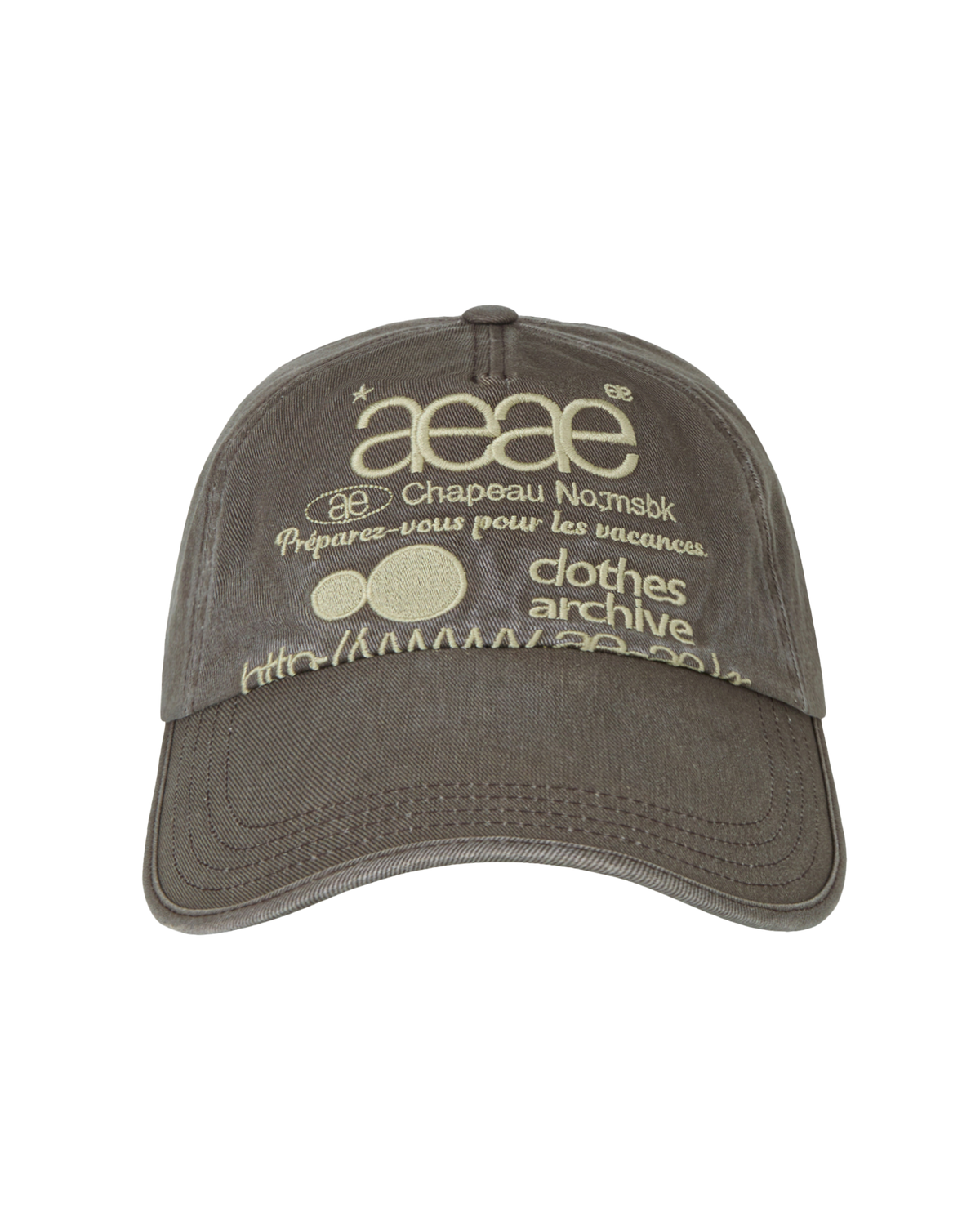 WEB LOGO WASHED 5 PANNEL BALL CAP [BROWN]