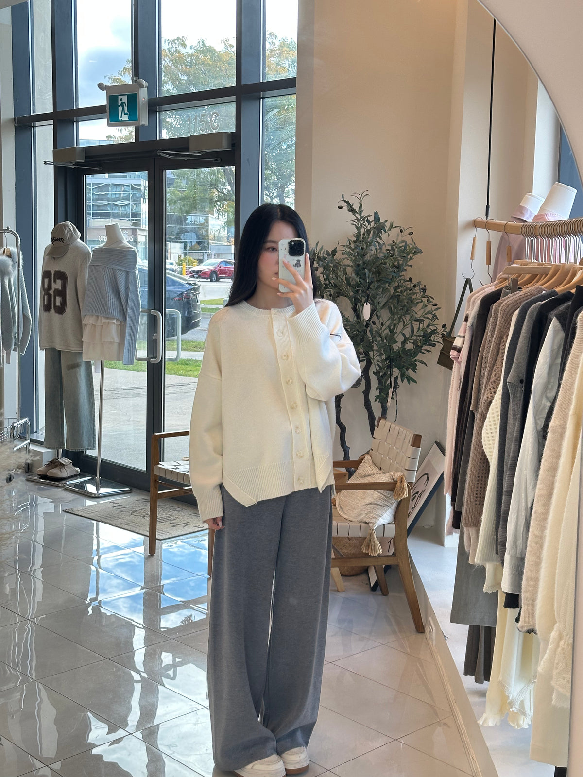 Woolen straight trousers