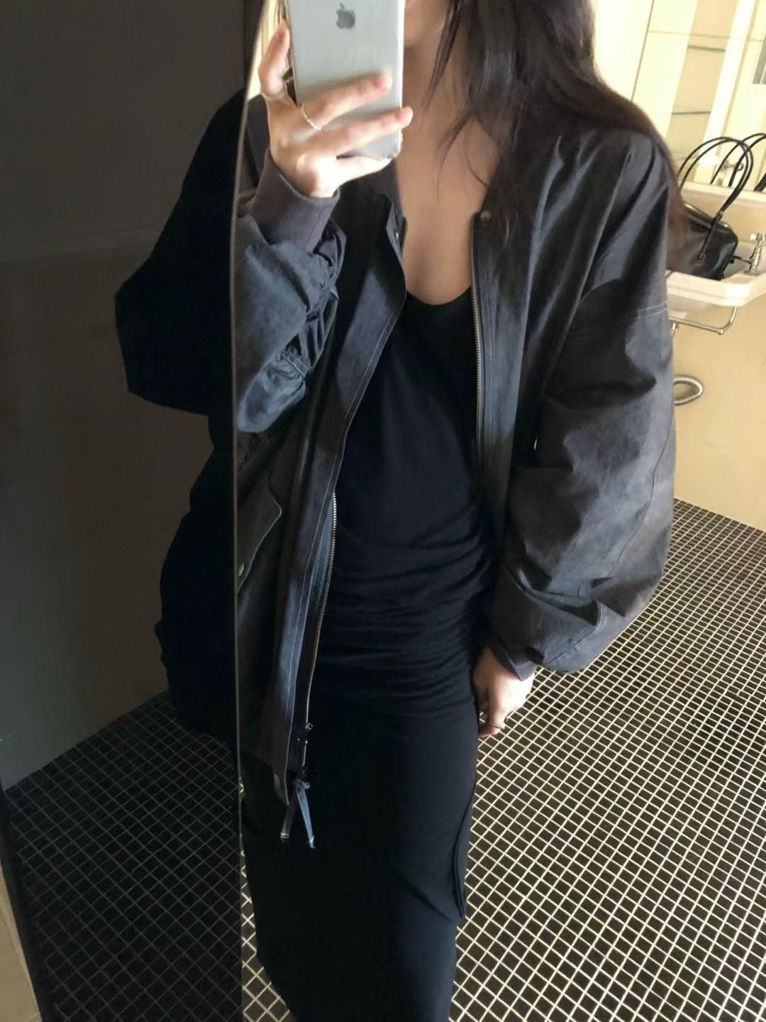 Brushed-off bomber jacket