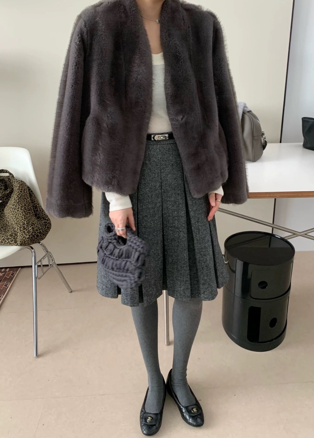 Eco-fur short jacket