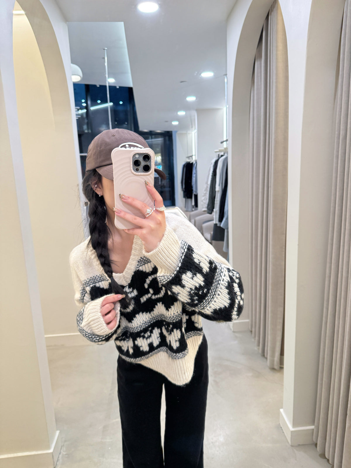 V Neck Cropped Knit Sweater