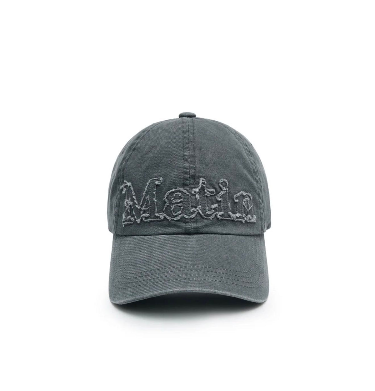 Matin Kim rough cut appliqué ball cap in grey