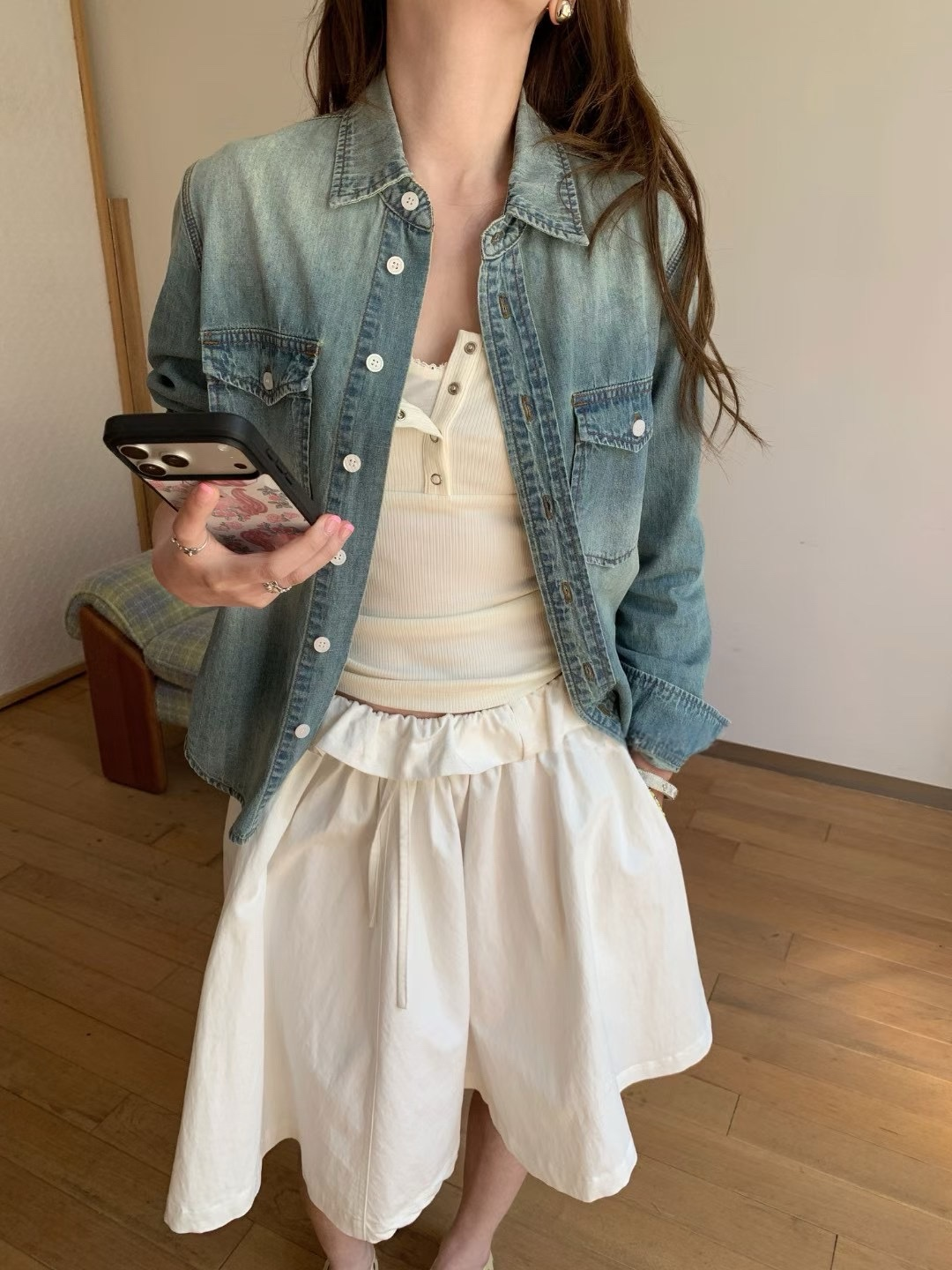 Vintage washed denim shirt