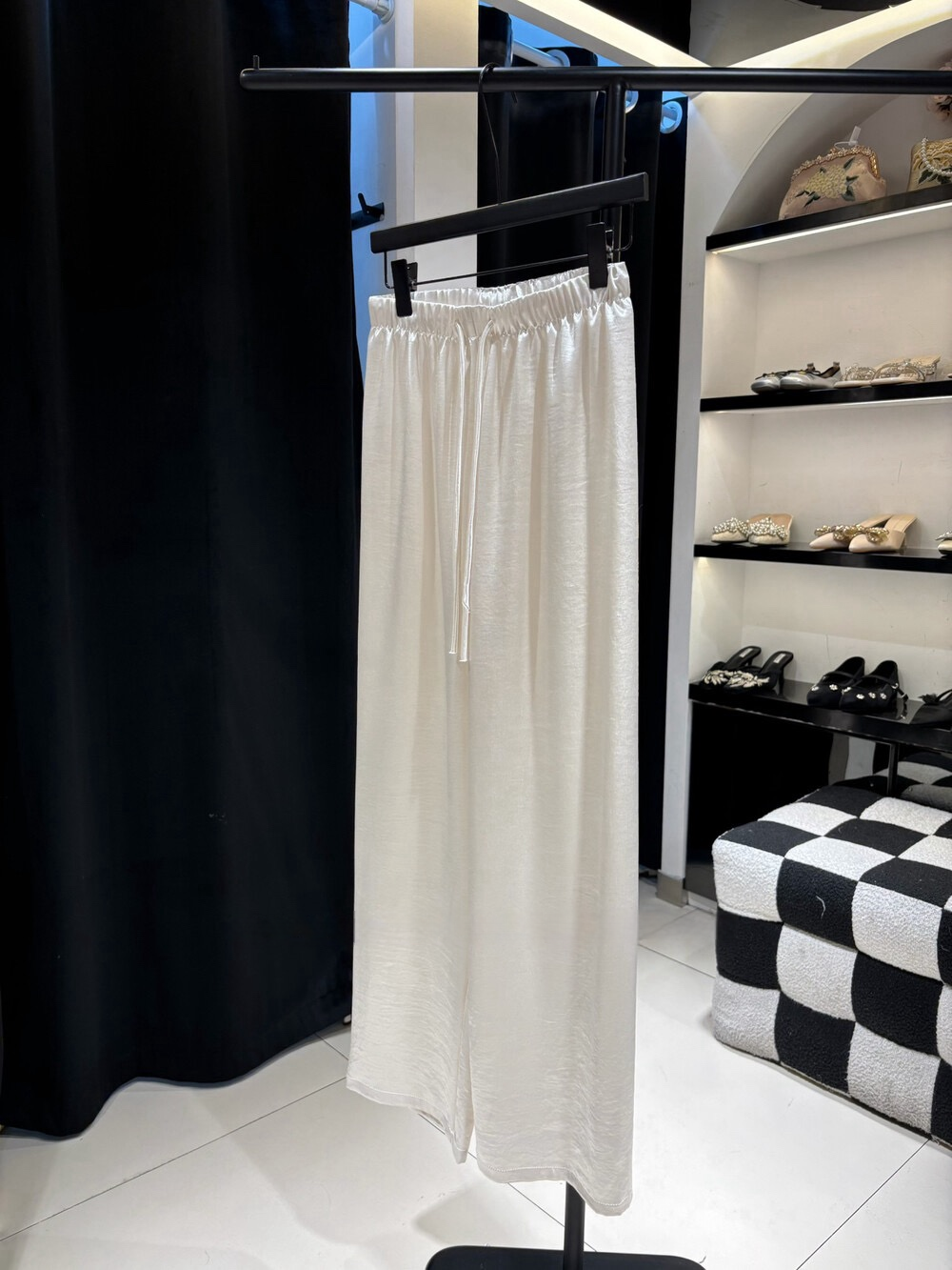 Satin straight wide leg pants