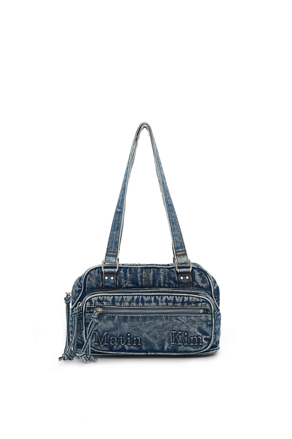 MATIN KIM MATIN DUST DENIM ONE POCKET SHOULDER BAG IN BLUE