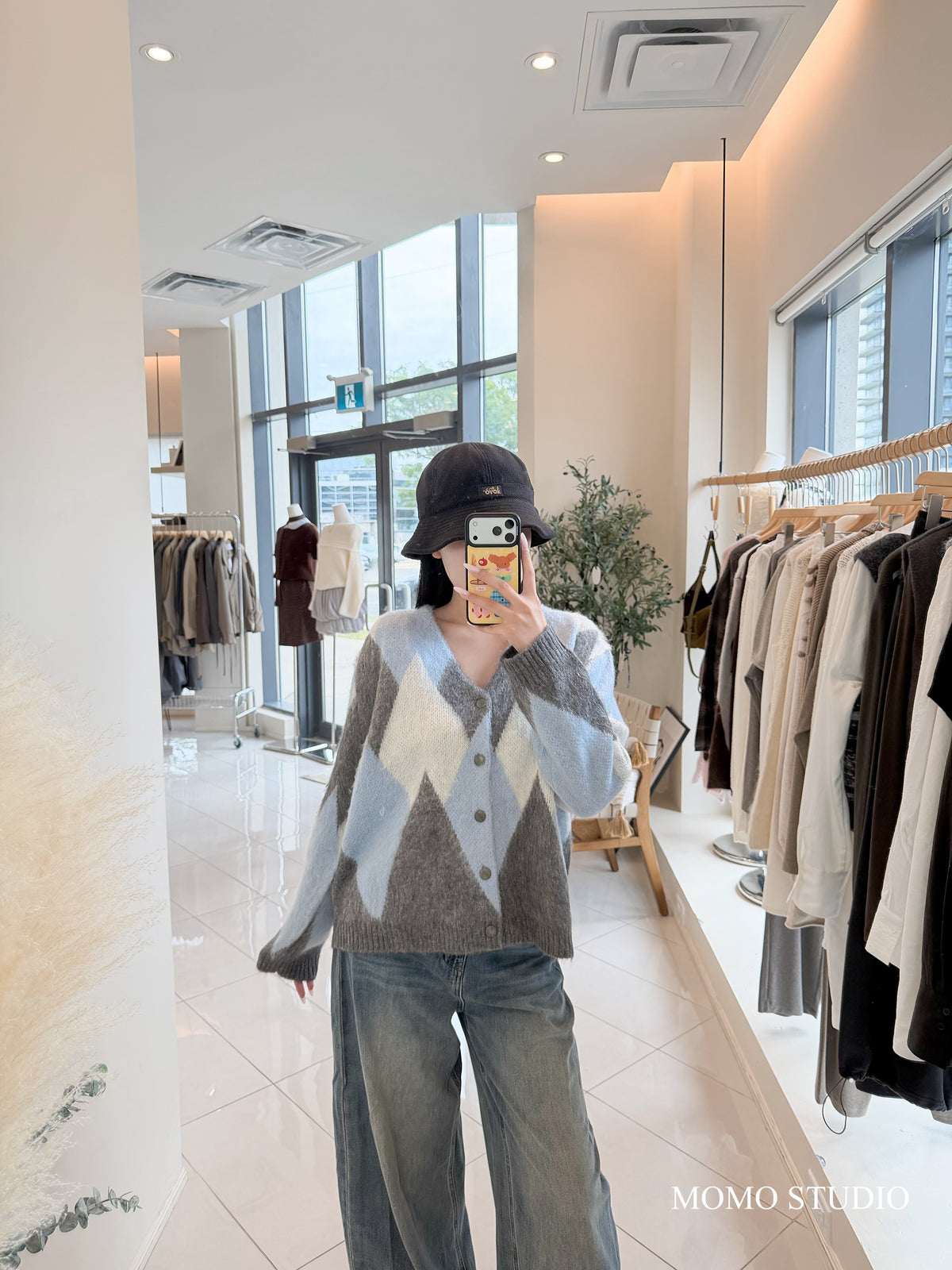 Geometric sweater cardigan
