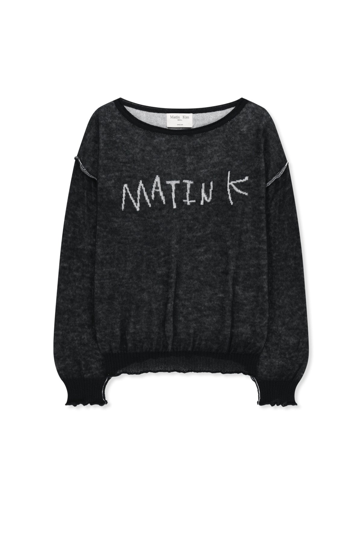 MATIN KIM MATIN DUAL TONE KNIT PULLOVER IN BLACK